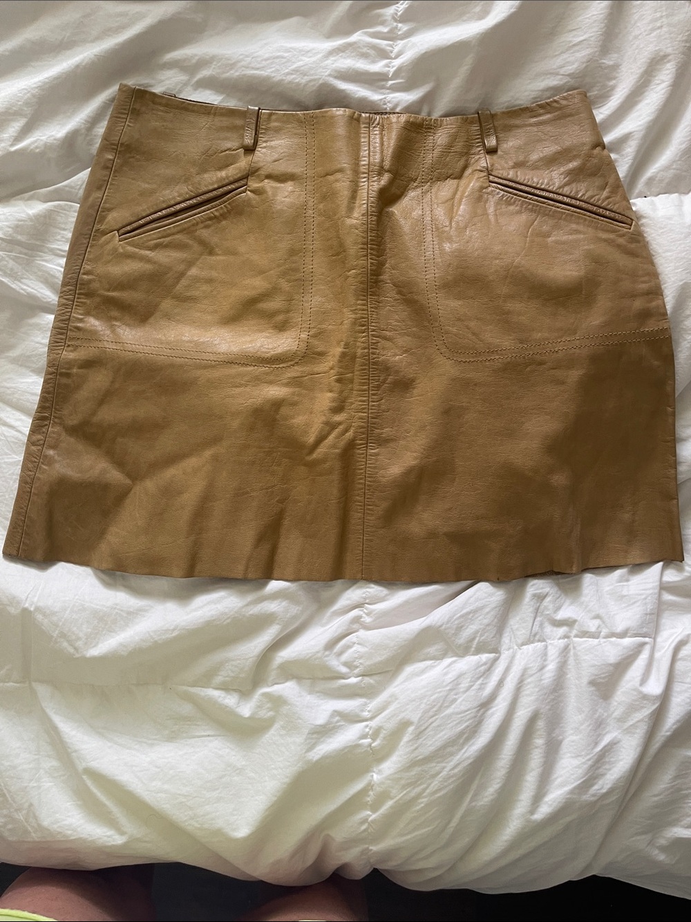 Joe's Jeans Tan Leather Mini Skirt with Zip Pockets